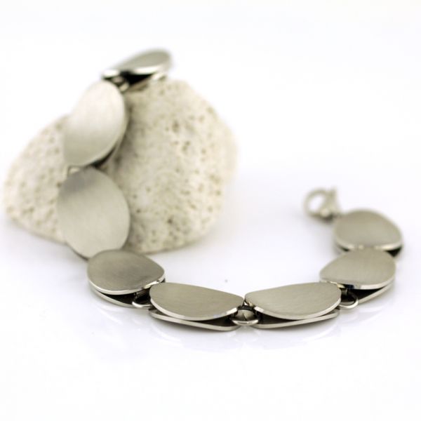 Gliederarmband Damen Phantasie Muster Edelstahl gebürstet 19 cm NEU