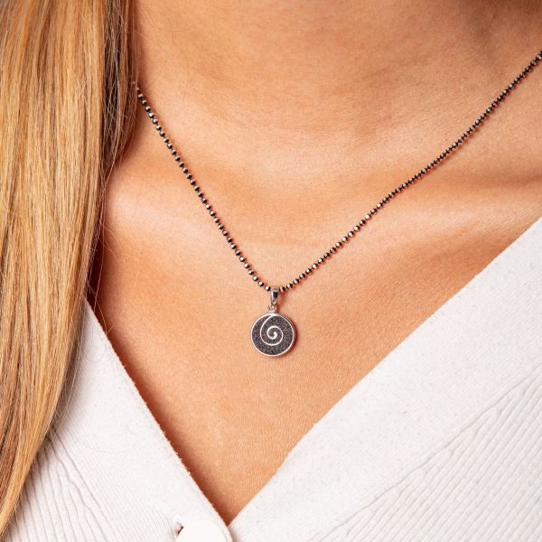 DUR Anhänger "Lavaspiralle 2.0" 925er Silber rhodiniert Lavasand Ø 13 mm P3768 NEU