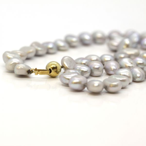 SWZ Perlenkette Grau 585er Kugelverschluß 47 cm (4275)