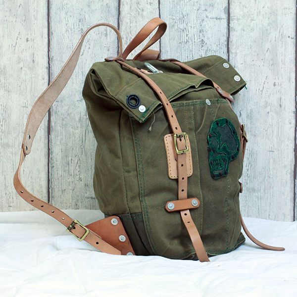JJJ LA Rucksack Bagpacker "GREEN SKULL"