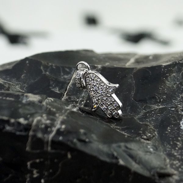 Anhänger "HAMSA" 925er Silber rhodiniert Kubic Zirkonia Fatima Hand NEU