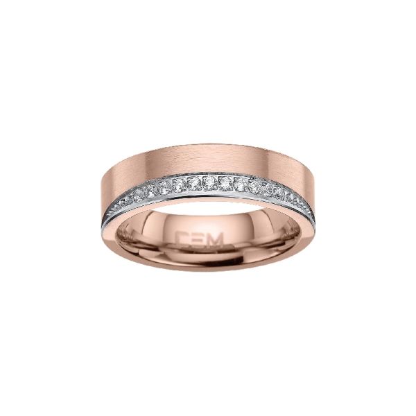 Damen Ring Edelstahl IP Roségold Zirkonia GR 56 ST5-520/56 NEU