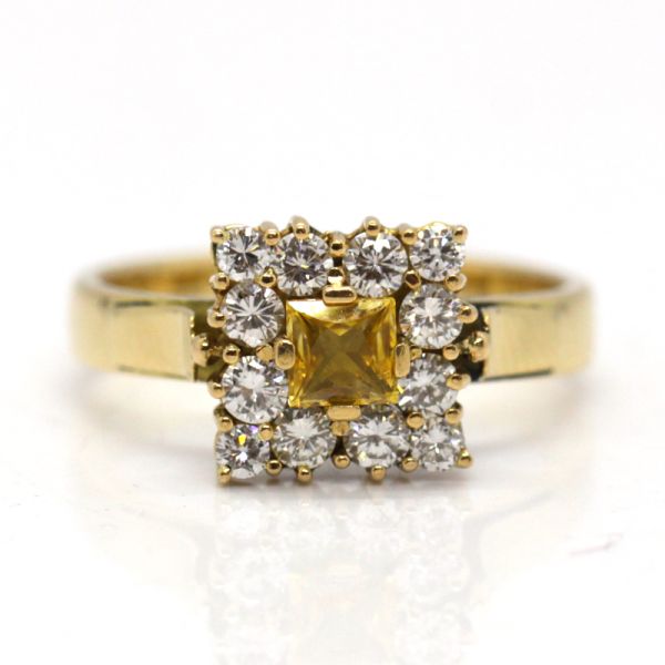 Saphir Brillant Ring 750er Gelbgold 1,04 Ct Diamanten im Brillantschliff GR 66 (11470)