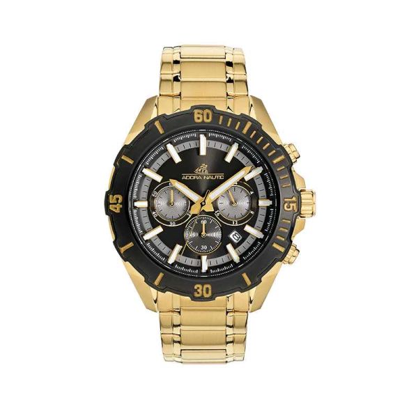 Adora Nautic Herren Armbanduhr Chronograph IP goldfarben AN2279
