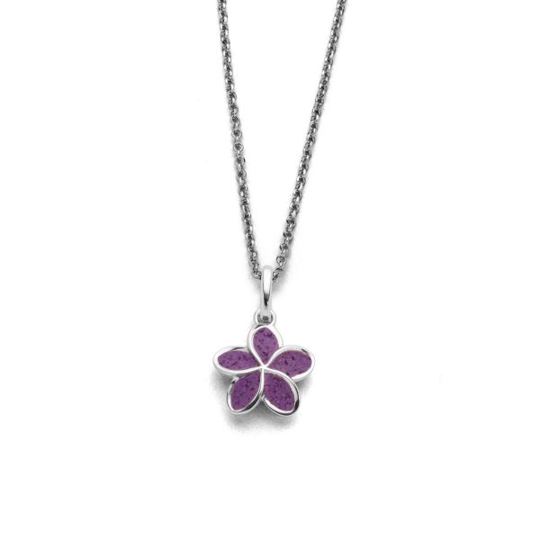 DUR Halskette Kette "Plumeria Blüte" Steinsand lila 45 cm K2816 NEU