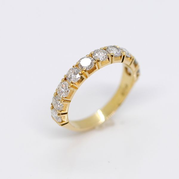 Halb Memoire Ring 750er Gelbgold mit zehn Diamanten im Brillantschliff (31442)