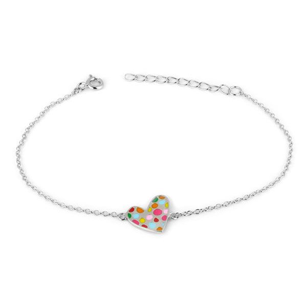 Kinder Armband "Herz gepunktet" 925er Silber emalliert rhodiniert 90029952 NEU