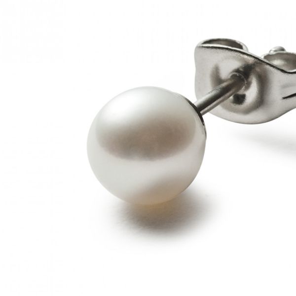 monomania Ohrstecker Süßwasser-Perle Ø 6 mm Edelstahl 31239 NEU