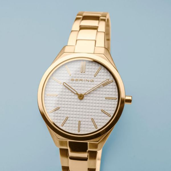 BERING Damen Armbanduhr Ultra Slim gold poliert gebürstet 17231-734 NEU