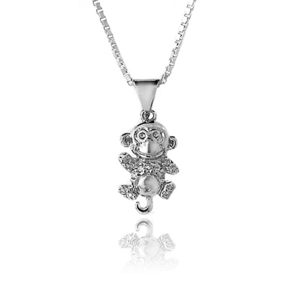 Anhänger "Affe" 925er Sterling Silber rhodiniert Zirkonia BP04868 NEU