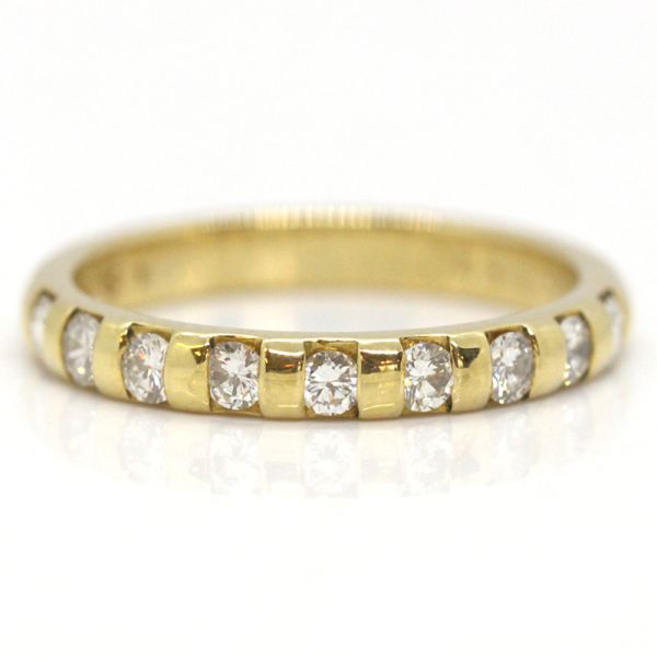 Halbmemoire Ring 750er Gelbgold 0,45 Ct Diamanten im Brillantschliff GR 56 (14423)