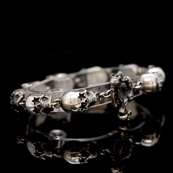 Armband Gliederarmband "STARSKULLS" 925er Silber Knebelverschluss 10 x 200 mm NEU