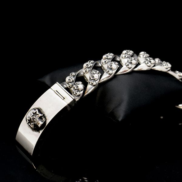 Armband Gliederarmband massiv "STARSKULL" 925er Silber Buckle 25 x 220 mm NEU