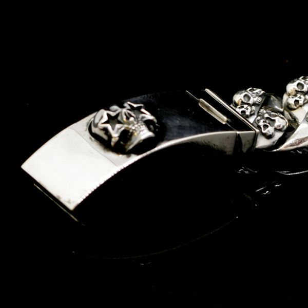 Armband Gliederarmband massiv "STARSKULL" 925er Silber Buckle 25 x 220 mm NEU