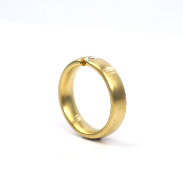 Solitär Spannring mit Brücke 750er Gelbgold Diamant im Brillantschliff 0,15Ct (501)