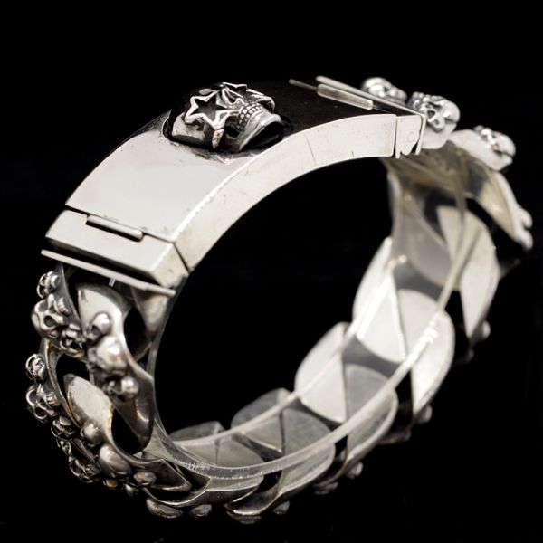 Armband Gliederarmband massiv "STARSKULL" 925er Silber Buckle 25 x 220 mm NEU