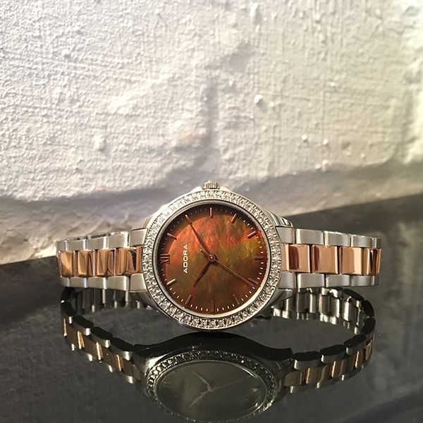 Adora Damen Armbanduhr AT5152 Edelstahl bicolor IP rosé 5 bar