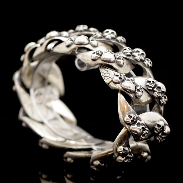 Armband Panzerarmband "SKULLS" 925er Silber versteckte Schließe 25 x 210 mm NEU