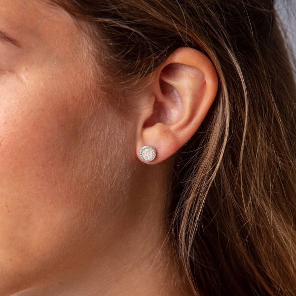 DUR Ohrstecker "Wasserflimmern" 925er Silber rhodiniert Strandsand Ø 8 mm O5041 NEU