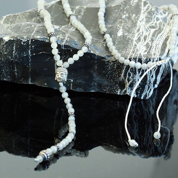 JJJ LA Triangle Halskette Labradorit Gebetskette Rosenkranz Buddha 925er Silber
