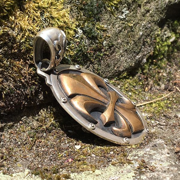 JJJ LA Anhänger "BIG LILY BRONCE" 925er Silber kombiniert mit Bronze