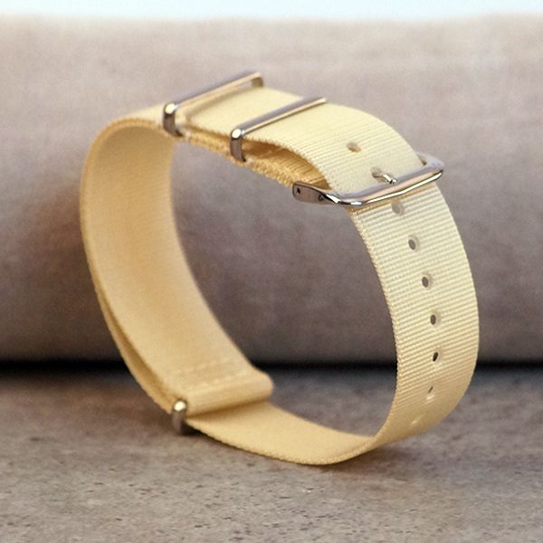Uhrenarmband Durchzugsband Textil Nylon weiß 20 mm