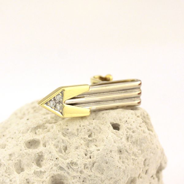 Revers Anstecker Krawattenklammer Bi Color 585er Gold mit Diamanten (1647)
