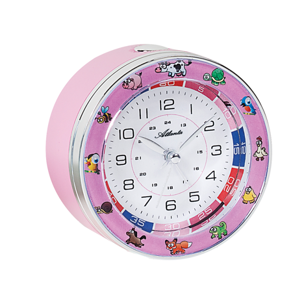 Kinder Quartz Wecker Atlanta schleichende Sekunde Lernuhr 1982-17 NEU