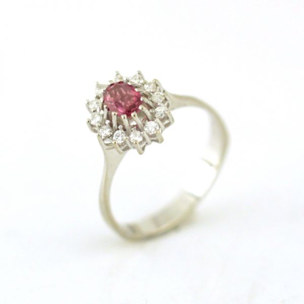 Pinker Saphir Diamant Ring 585er Weißgold Gr. 57