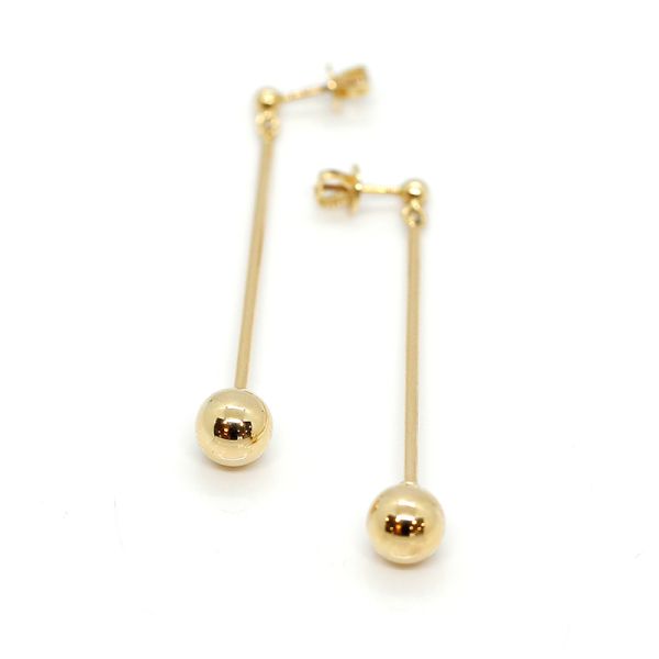 Lange Ohrhänger mit Kugel und verschraubten Ohrmuttern 585er (26385)