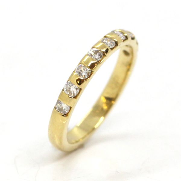 Halbmemoire Ring 750er Gelbgold 0,45 Ct Diamanten im Brillantschliff GR 56 (14423)