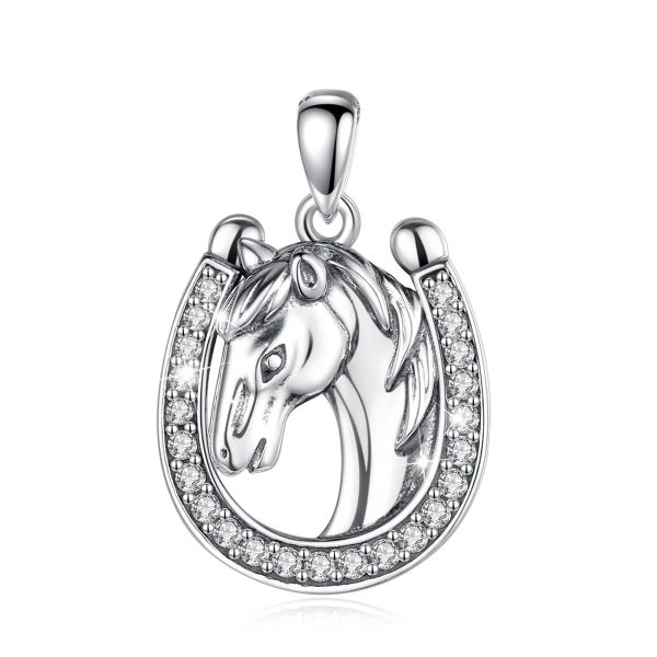 Anhänger "Hufeisen / Pferd" 925er Silber rhodiniert Ø 20 mm Zirkonia BPANHO02 NEU