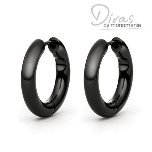 monomania Creolen Klappcreolen DIVAS Unisex Edelstahl schwarz NEU