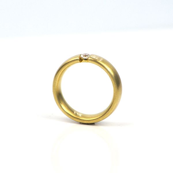 Solitär Spannring mit Brücke 750er Gelbgold Diamant im Brillantschliff 0,15Ct (501)
