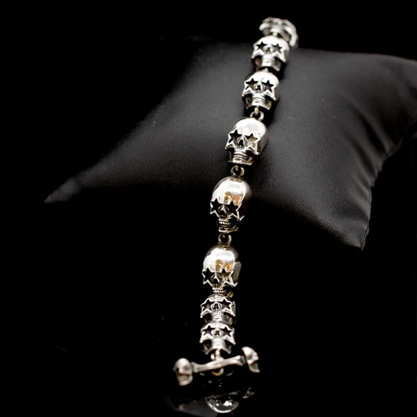 Armband Gliederarmband "STARSKULLS" 925er Silber Knebelverschluss 10 x 220 mm NEU