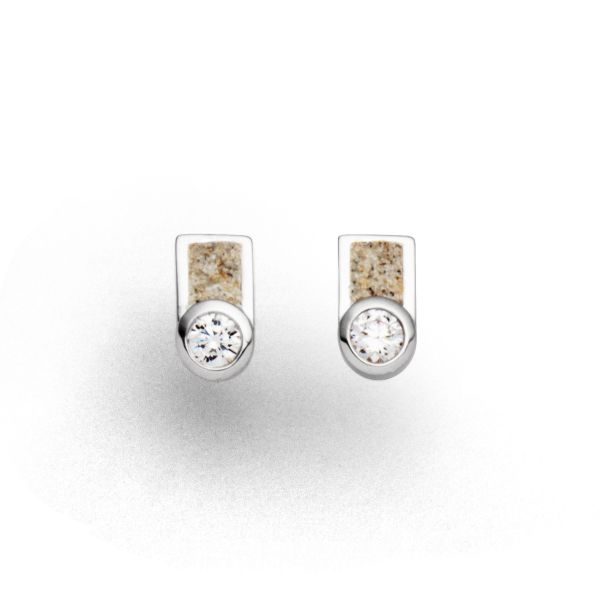 DUR Ohrstecker "Venus" 925er Silber rhodiniert Strandsand Zirkonia O5244 NEU
