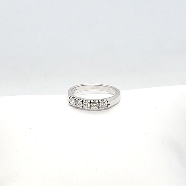 Halb Memoire Ring 750er Weißgold fünf Diamanten im Brillantschliff Gr. 51 (19975)