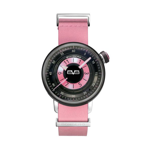 BOMBERG BB-01 LADY PINK Edelstahl PVD Black Lederband Ronda Kaliber NEU