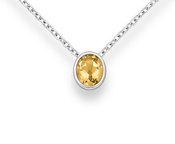 Collier "CITIRIN" 925er Silber 9 x 7 mm facettierter Citrin 42 + 3 cm ES90031435 NEU