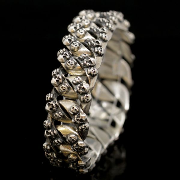 Armband Panzerarmband "SKULLS" 925er Silber versteckte Schließe 18 x 220 mm NEU