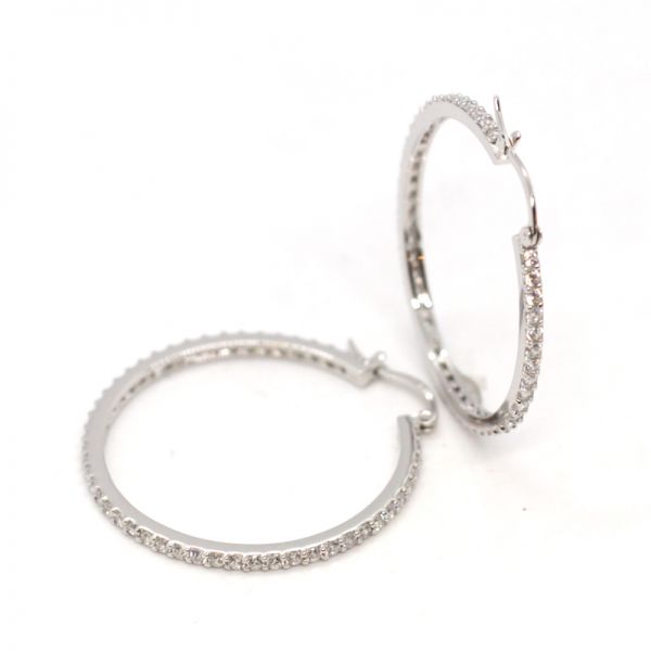 Creolen Hoops 925 er Silber rhodiniert Ø 40 mm Cz BE01936 NEU