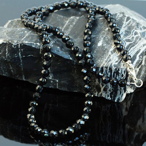 JJJ LA Halskette Onyx facetiert 60 cm 925er Silber Karabiner