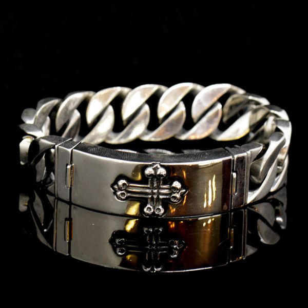 Armband Panzerarmband massiv "CROSS" 925er Silber Buckle 18 x 200 mm NEU