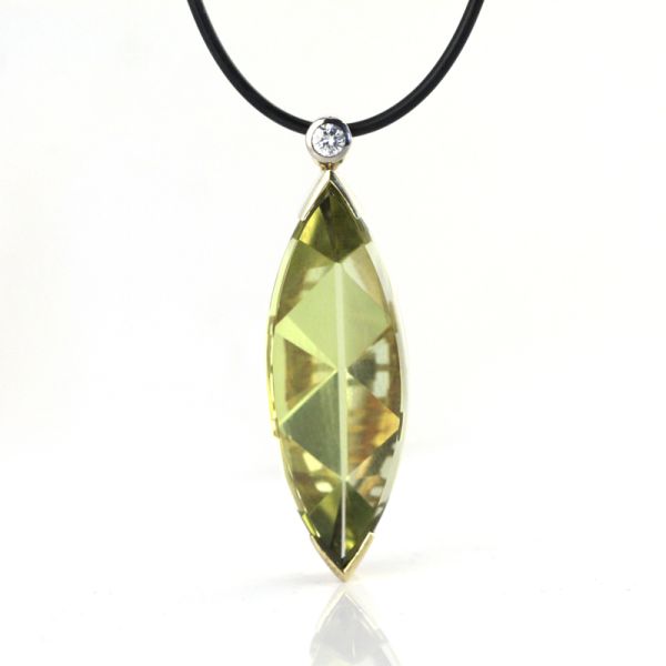 Citrin Diamant Anhänger 585er Gelbgold / Weißgold Goldschmiedearbeit (7377)