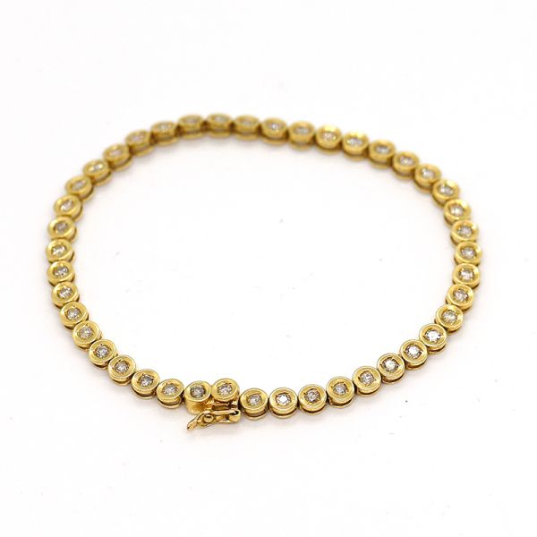 Tennisarmband 750er Gelbgold 43 Diamanten im Brillantschliff 2,00 Ct 19 cm (24943)