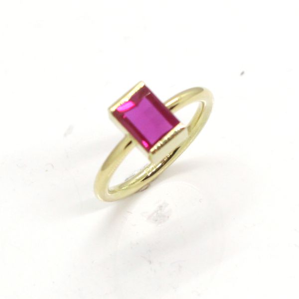 Rubin Ring 585er Gelbgold aus eigener Fertigung 2,7 Ct pinke Rubinsynthese GR 58 NEU