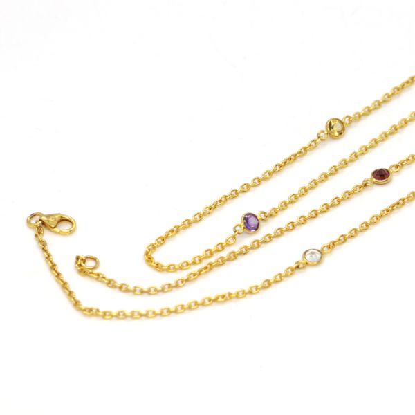 Collier "COLOR" 925er Silber vergoldet farbige Edelsteine 80 cm ES90024910 NEU