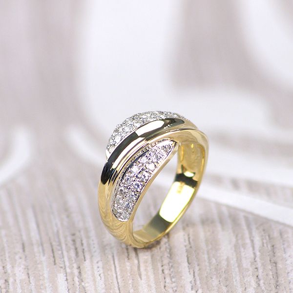 Gelbgold 585er Diamant circa 0,48ct Bandring mit Verlauf