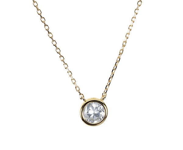 Collier "SOLITÄR" 925er Silber vergoldet 6 mm Zirkonia Länge 41 + 4 cm ES90027282 NEU