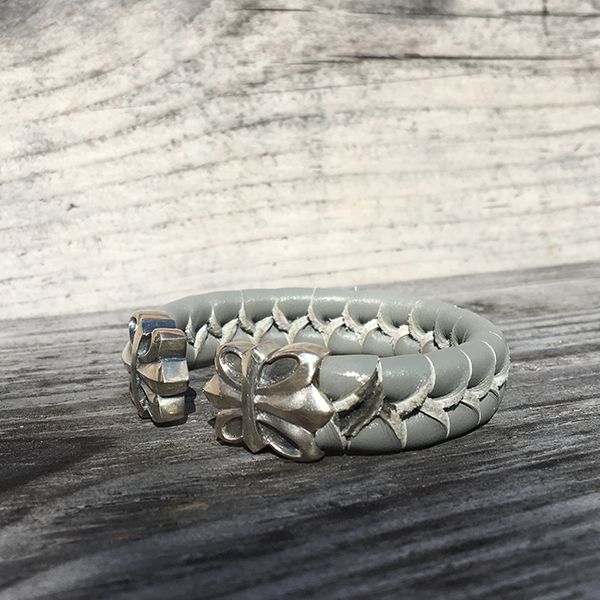 JJJ LA Leder Armspange "LILY" kombiniert mit 925er Silber 210 mm grau